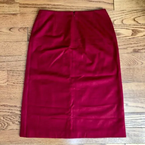 ANN TAYLOR Blue Label Wool Lined Red Cherry Pencil Skirt Women’s Size 8