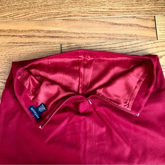 ANN TAYLOR Blue Label Wool Lined Red Cherry Pencil Skirt Women’s Size 8