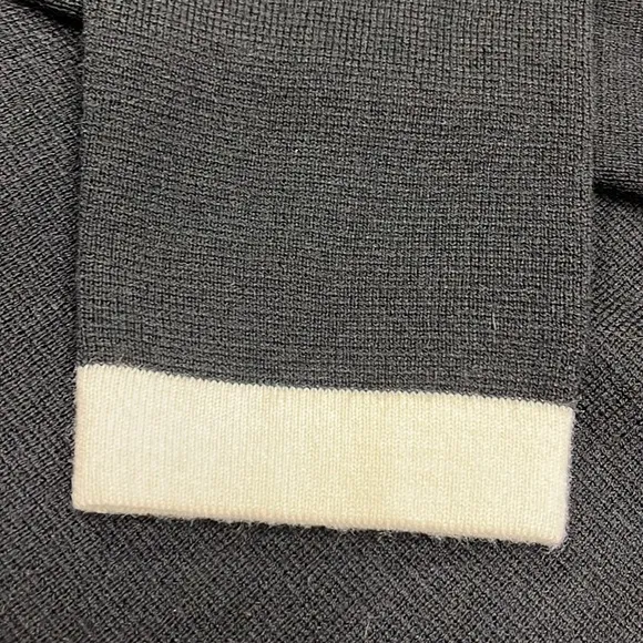ANN TAYLOR NWT Career Black/Ivory Trim Long Line Button Front Wool Cardigan SZ S