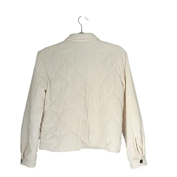 Anthro Bella Dahl  Two Pocket Cropped Quilted Jacket Cream Size XS Spring preppy
