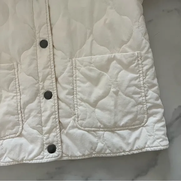 Anthro Bella Dahl  Two Pocket Cropped Quilted Jacket Cream Size XS Spring preppy
