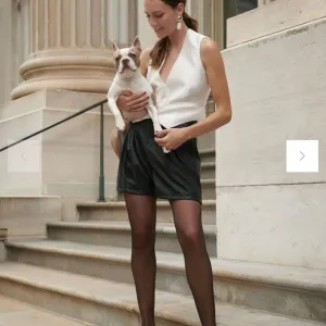 Anthropologie ASKK NY Faux Leather Pleated Black Shorts Size 25