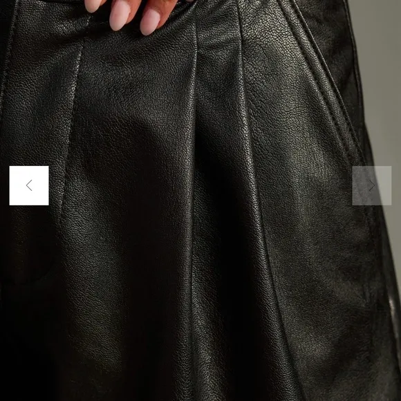 Anthropologie ASKK NY Faux Leather Pleated Black Shorts Size 25