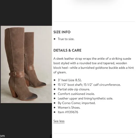 Anthropologie Corso Como Aspire Suede Boots 9 Bohemian Classic Neutral Timeless