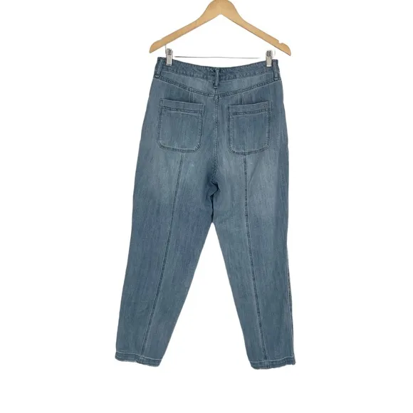 Anthropologie Frayed Womens High Rise Semi Distressed Relaxed Light Wash Jeans M