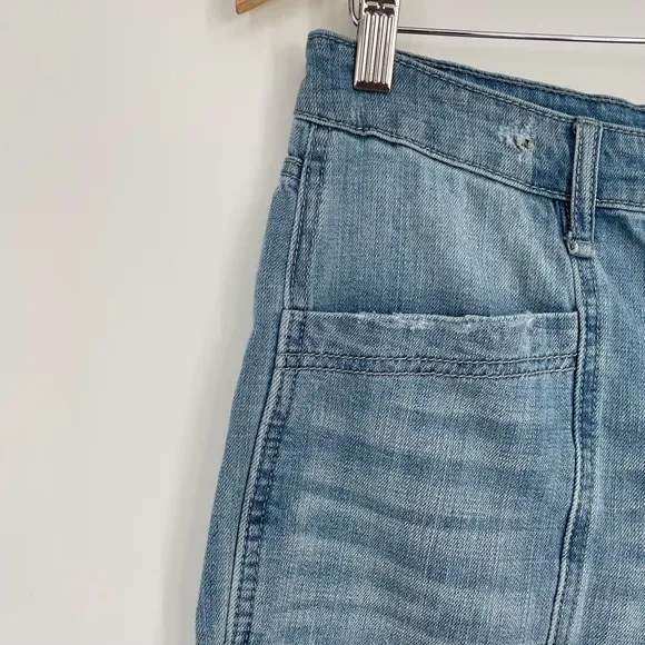 Anthropologie Frayed Womens High Rise Semi Distressed Relaxed Light Wash Jeans M