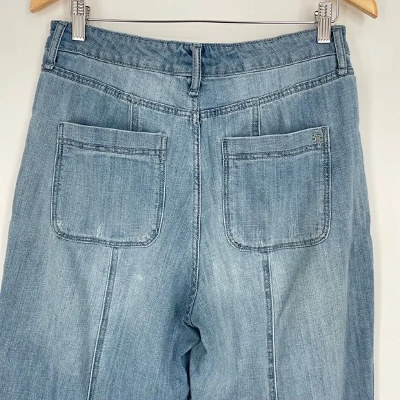 Anthropologie Frayed Womens High Rise Semi Distressed Relaxed Light Wash Jeans M