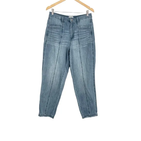 Anthropologie Frayed Womens High Rise Semi Distressed Relaxed Light Wash Jeans M
