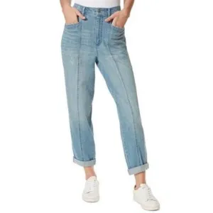Anthropologie Frayed Womens High Rise Semi Distressed Relaxed Light Wash Jeans M