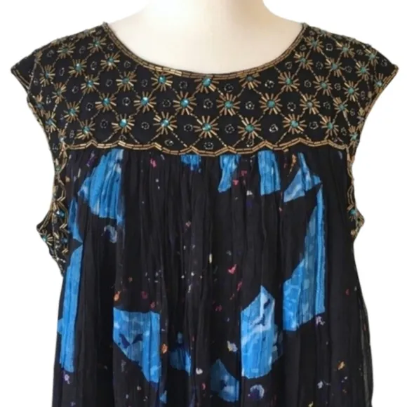 Anthropologie Moulinette Soeurs Beaded Sleeveless Swing Dress - Women's