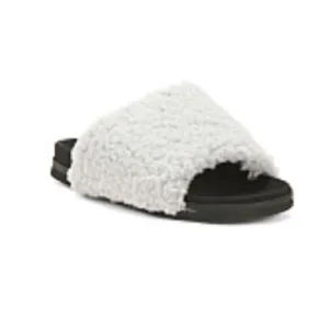 Anthropologie ROAM Cozy Fuzzy Slide Sandals in Black and Light Gray