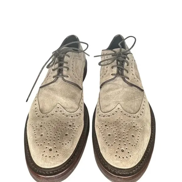 Antonio Maurizi Mens Wingtip Suede Leather Oxford Dress Shoes Gray SIZE 8