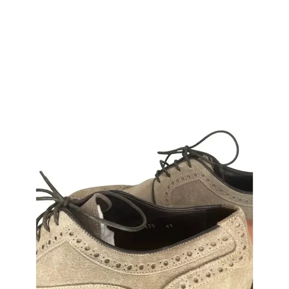 Antonio Maurizi Mens Wingtip Suede Leather Oxford Dress Shoes Gray SIZE 8