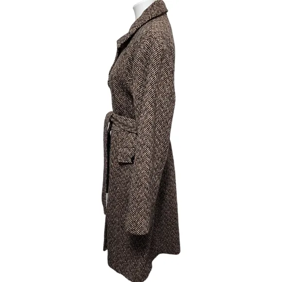 Apt. 9 brown tan herringbone wool belted coat size xl