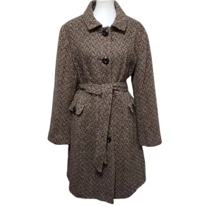 Apt. 9 brown tan herringbone wool belted coat size xl