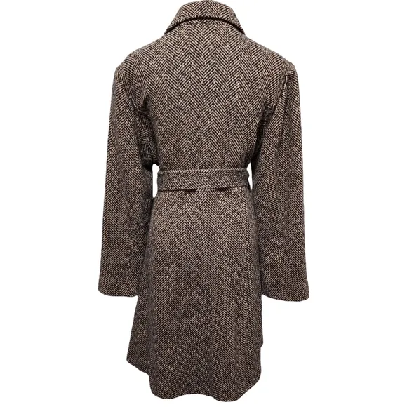 Apt. 9 brown tan herringbone wool belted coat size xl