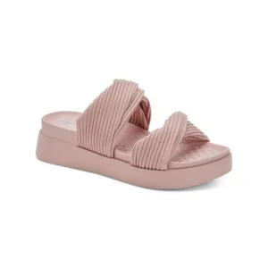 AQUA COLLEGE Womens Pink 1&quot; Platform Clarissa Wedge Sandals Shoes 10 M