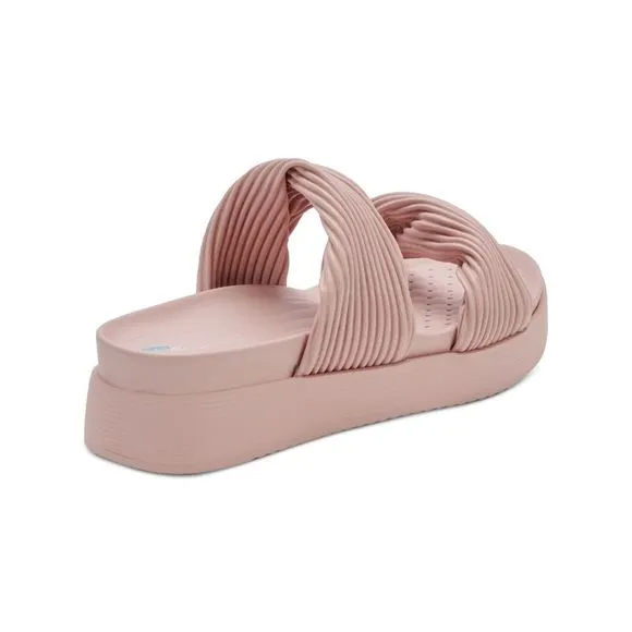 AQUA COLLEGE Womens Pink 1&quot; Platform Clarissa Wedge Sandals Shoes 10 M
