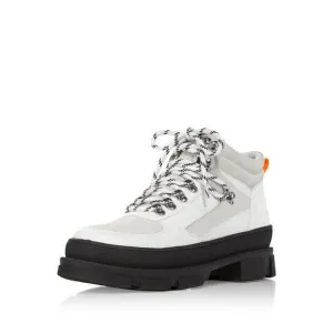 AQUA Womens White 1-1/2&quot; Platform Hike Round Toe Block Heel Hiking Boots 7.5 M