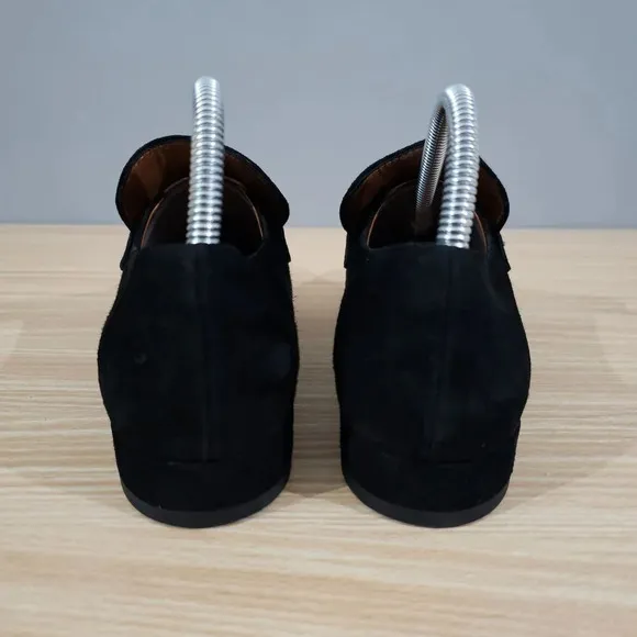 Aquatalia Loafer Trisha Block Heel Pump Womens Black Suede Shoe Size 8.5