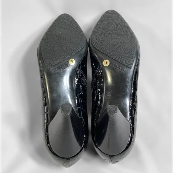 Aquatalia Patent Leather Crocodile Embossed Ankle Bootie Size 9 Fits 8