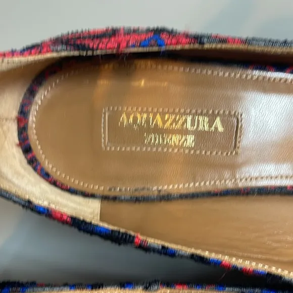AQUAZZURA BROCADE EMBROIDERED ANKLE STRAP HEEL 38