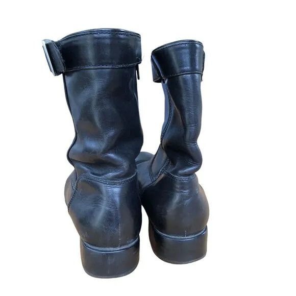 Ariat Black Leather Harness Biker Moto Boots Size 8M Womens