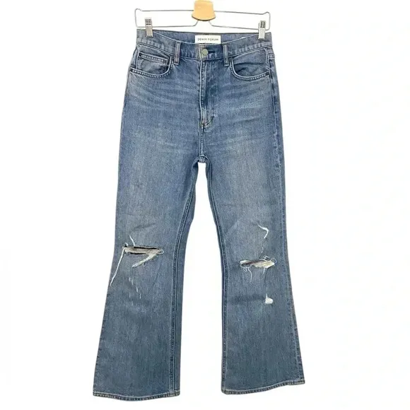 Aritzia Denim Forum Twiggy Flare Leg Jeans High Rise Distressed 70s Festival