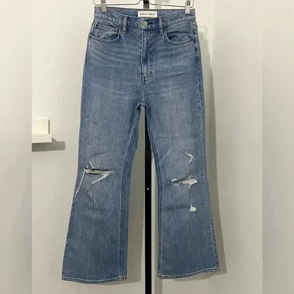 Aritzia Denim Forum Twiggy Flare Leg Jeans High Rise Distressed 70s Festival