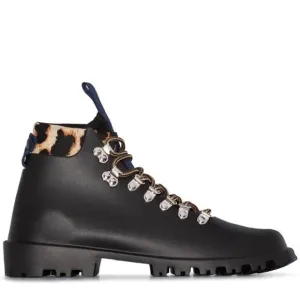 Arizona Love Black Leopard Rubber Colorado Lace Up Boots Size 38 EU or 8 US