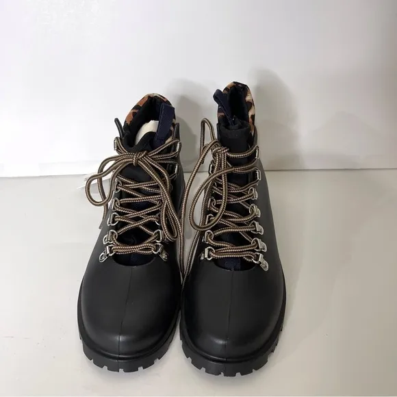 Arizona Love Black Leopard Rubber Colorado Lace Up Boots Size 38 EU or 8 US