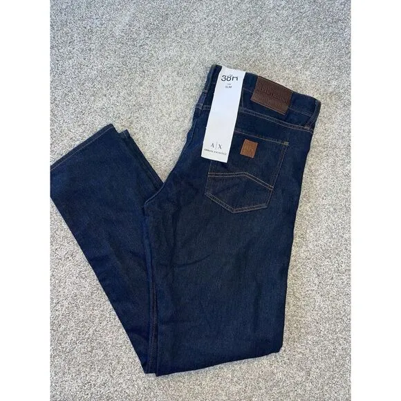 Armani Exchange A|X J13 Men's Slim Fit Dark Blue Stretch Cotton‎ Jeans 38R