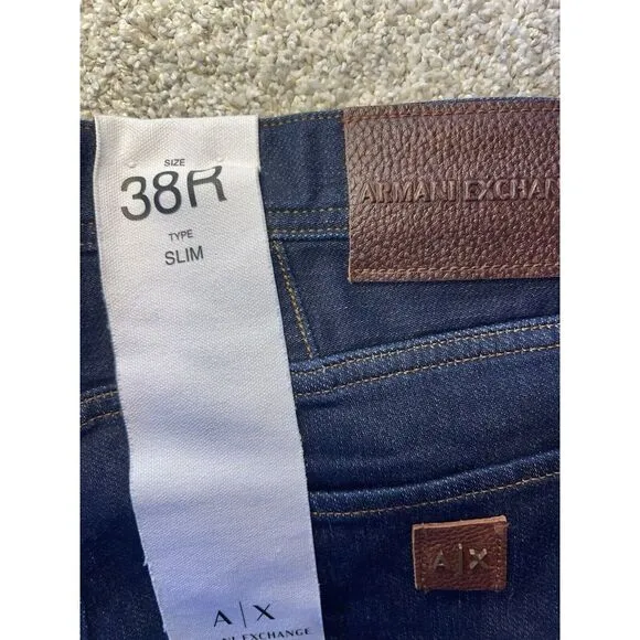 Armani Exchange A|X J13 Men's Slim Fit Dark Blue Stretch Cotton‎ Jeans 38R