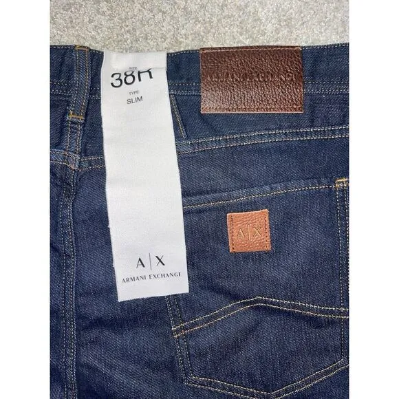 Armani Exchange A|X J13 Men's Slim Fit Dark Blue Stretch Cotton‎ Jeans 38R