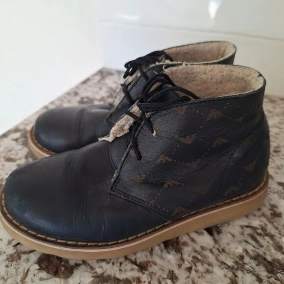 Armani Junior Winter Blue Leather Boots for Kids size 13