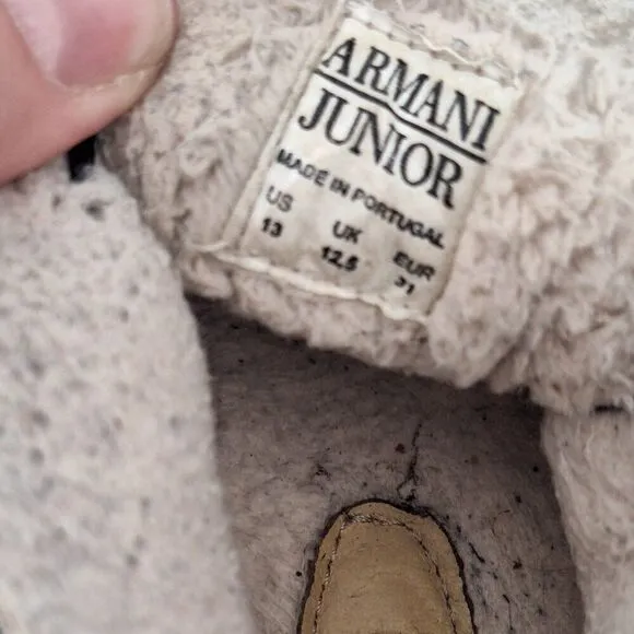 Armani Junior Winter Blue Leather Boots for Kids size 13