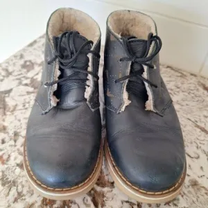 Armani Junior Winter Blue Leather Boots for Kids size 13