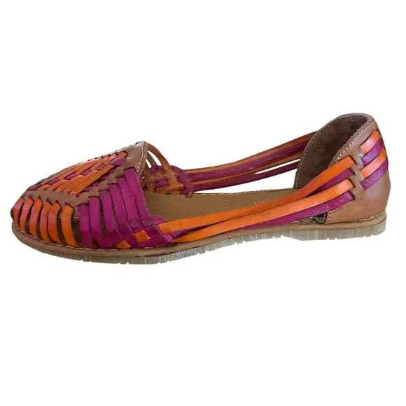 Artemia Women's Handmade Leather Huarache ballet flats Multicolor Size 38 7.5