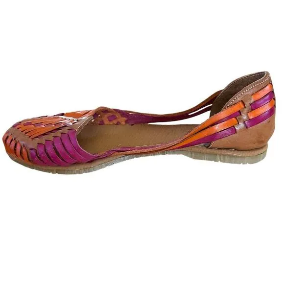 Artemia Women's Handmade Leather Huarache ballet flats Multicolor Size 38 7.5