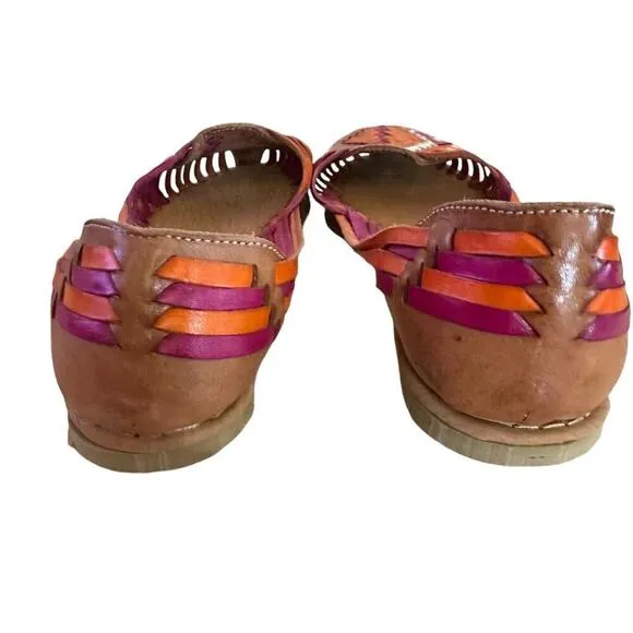 Artemia Women's Handmade Leather Huarache ballet flats Multicolor Size 38 7.5
