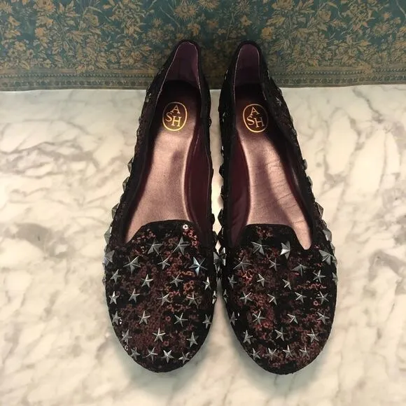 ASH Sequin Star Studded Loafers