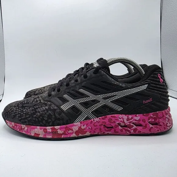 Asics FuzeX Breast Cancer Awareness Mens Size 9 Black Pink Athletic Shoes T6J2N