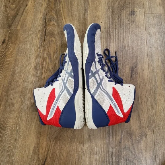 Asics Sneakers Mens 10.5 White Red Blue Matflex 6 Wrestling Shoes Athletic