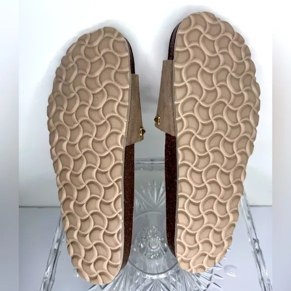 AUTENTI Tan Size 8 Women's Studded Slide Sandals. Made in Spain NWOT