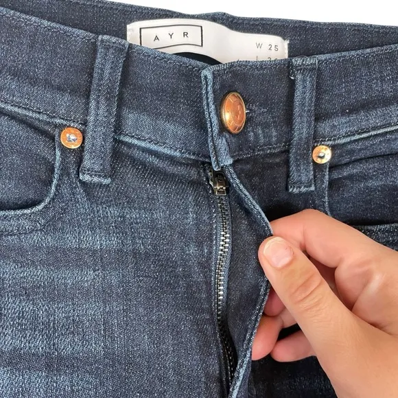 AYR The Riser Skinny Jeans Dark Wash 25x26 Made in LA