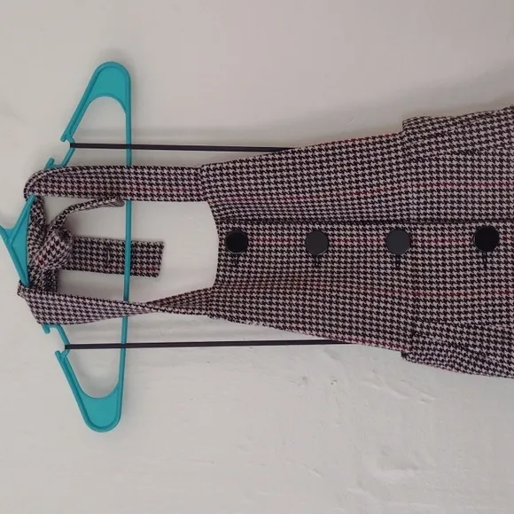 BA&amp;SH Robe Penelope Houndstooth Wool Blend Overall Lady Dress Beige Size 0 NWT