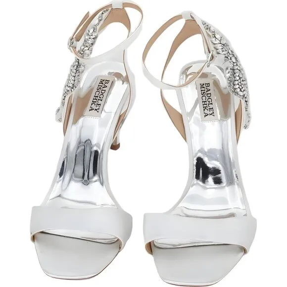 Badgley Mischka Women's Tisha Leather Embellished Heels Size 9.5