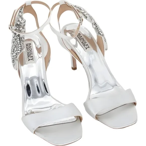 Badgley Mischka Women's Tisha Leather Embellished Heels Size 9.5