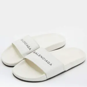 Balenciaga White Slide Sandals