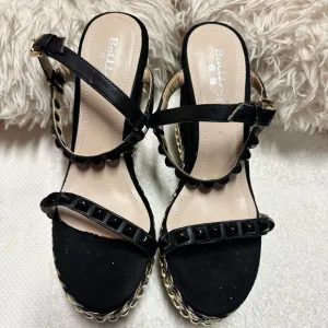 Bali Black Platform Sandals with studded Straps and Espadrille Sole